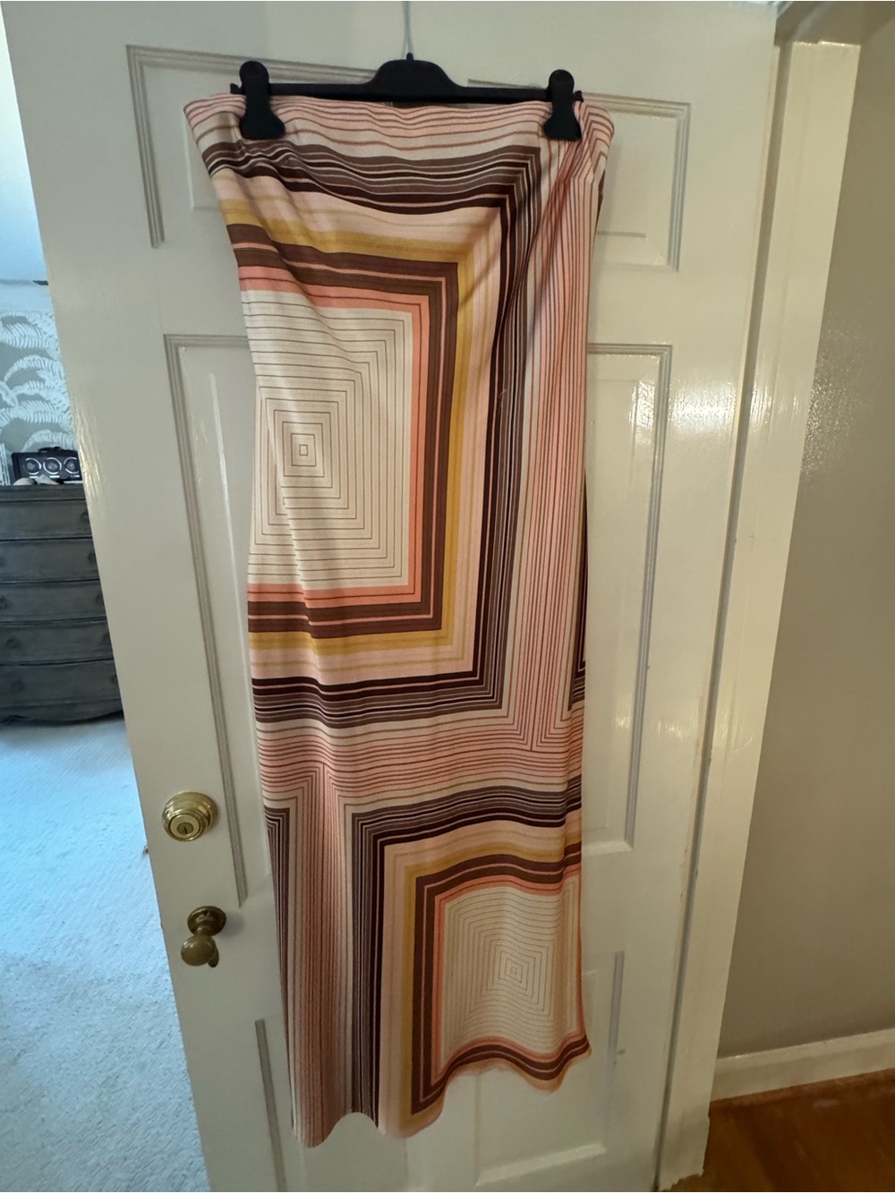 Anthropologie Striped Geometric Maxi Dress in Pink and Brown